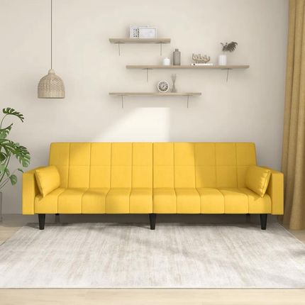 Vidaxl 2-osobowa kanapa, 2 poduszki, żółta, tapicerowana tkaniną (375838)