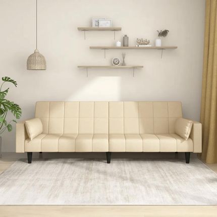 Vidaxl 2-osobowa kanapa, 2 poduszki, kremowa, tapicerowana tkaniną (375836)