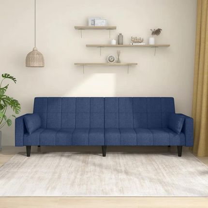 Vidaxl 2-osobowa kanapa, 2 poduszki, niebieska, tapicerowana tkaniną (375837)