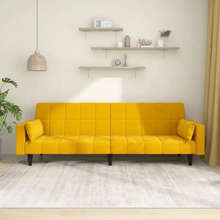 Vidaxl 2-osobowa kanapa, 2 poduszki, żółta, aksamitna (375851)
