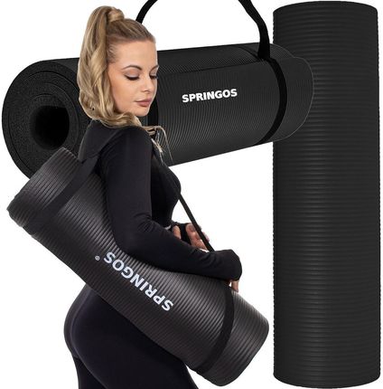 Springos Uniwersalna 180Cm Do Fitness Jogi Czarna