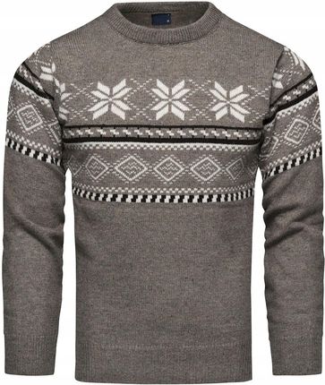 Sweter Męski W Norweskie Wełniany rozmiar L
