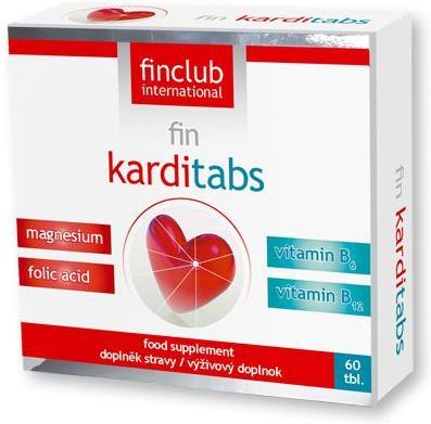 Fin Club Karditabs-Magnez, kwas foliowy, witamina B6 i B12 (60 tabl.)
