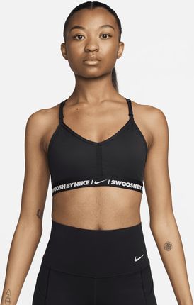 Damski stanik sportowy z dekoltem w kształcie litery V i wkładkami zapewniający lekkie wsparcie Nike Indy - Czerń