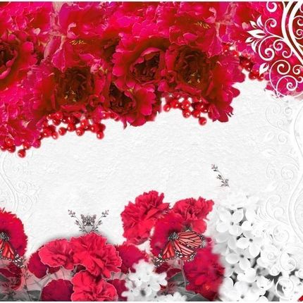 Artpro Fototapeta 3D 250X175 +Klej Biało-Czerwone Kwiaty