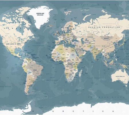 Artpro Fototapeta 3D 250X175 +Klej Błękitna Mapa Świata