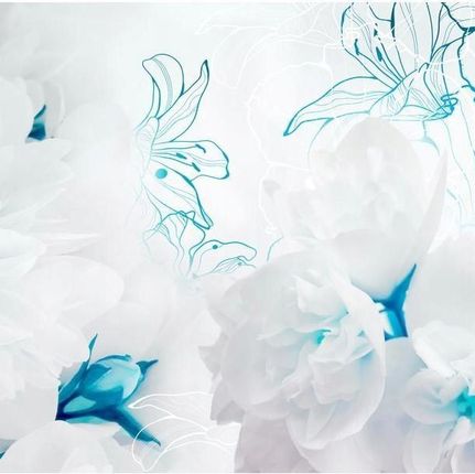 Artpro Fototapeta 3D 400X280 +Klej Biało-Niebieskie Kwiaty