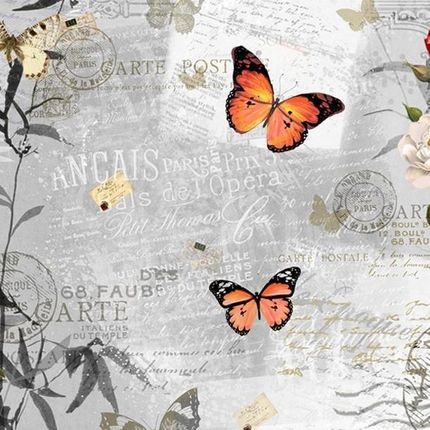 Artpro Fototapeta 3D 250X175 +Klej Motyle I Kwiaty Vintage