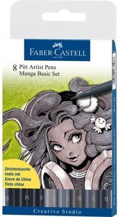 Faber-Castell Cienkopisy Artystyczne Pitt 8Szt. Manga 6 Kol- B S M Czarne