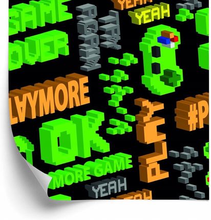 Doboxa Tapeta Młodzieżowa Piksele Kolorowe Napisy Wzór 3D 53X1000