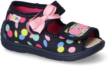 Sandałki dziewczęce 3F Bambino Granat kropki