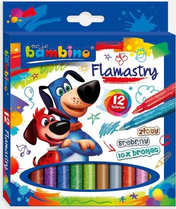 Bambino Flamaster 12 Pack Różne Kolory W Tym 10 Brokatowych