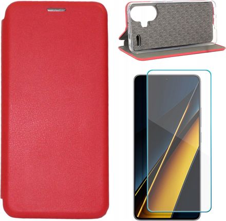 Gsm Hurt Etui Do Xiaomi Redmi Note 13 Pro Plus 5G Book Elegance Czerwony I Szkło