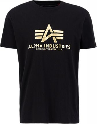 Koszulka Alpha Industries Basic Foil Print 100501FP 583 - Czarna/Złota RATY 0% | PayPo | GRATIS WYSYŁKA | ZWROT DO 100 DNI