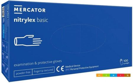 Mercator Nitrylex® Basic Nitrylowe Rękawiczki Ochronne, Rozm. M, 100szt.