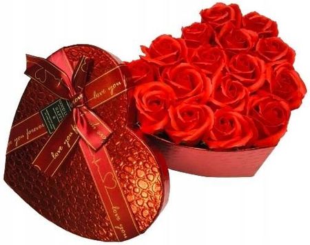 Domosfera Flower Box Serce Czerwona Róża Mydlane Kwiaty Pachnące Kobiet Dzień