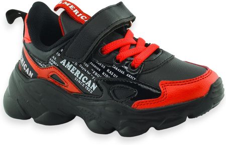 Modne buty sportowe dla chłopca American Club BD04/21 Black/Red
