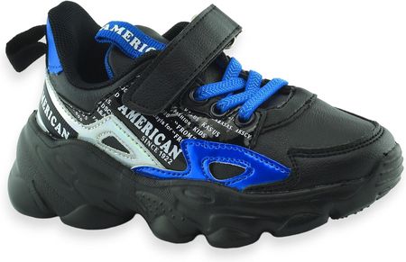 Modne sportowe buty chłopięce American Club BD04/21 Black/Blue