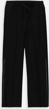 Spodnie dresowe czarne z rozcięciem na nogawce i wiązaniem w pasie