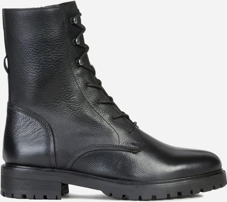 Trapery damskie skórzane na obcasie wysokie sznurowane Geox D94FTE00085C9999 Czarne