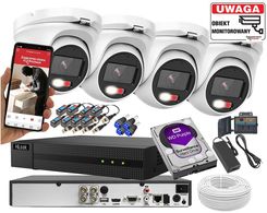 Hikvision Zestaw Do Monitoringu Posesji 4X Kamera Kopułowa Hybrid Light 5Mpx, Rejestrator 4 Kanałowy - Hilook By (4XTVICAMT5M20DL1XDVR4CH5MP)