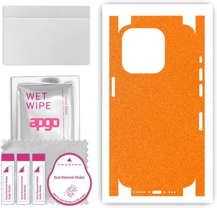 Folia Naklejka Skórka Strukturalna Na Tył+Boki Do Apple Iphone 15 Pro Pomarańczowy Pastel Matowy Apgo