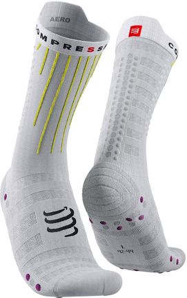 Compressport Skarpetki Rowerowe Aero Socks White/Safe Yellow/Neo Pink