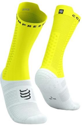 Compressport Skarpetki Rowerowe Proracing Socks V4 Bike White/Safe Yellow