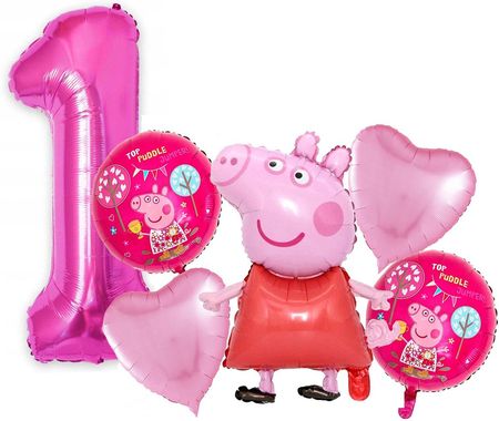 Balon Cyfra 1 Jeden Rok Na Pierwsze Urodziny Świnka Peppa Roczek
