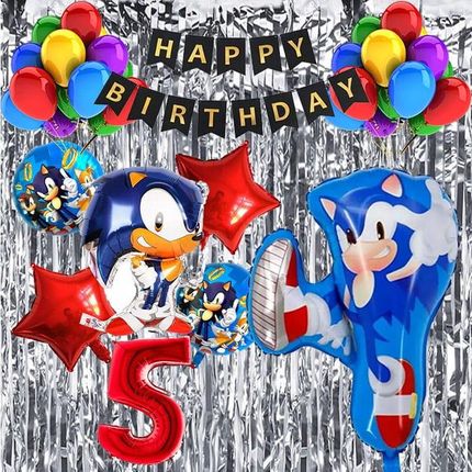 Zestaw Balonów Dekoracje Balony Na 5 Urodziny Latek Sonic Ścianka