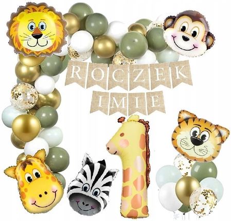 Balony Łuk Zwierzątka Zoo Safari Roczek Imię