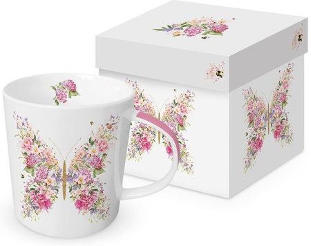 Kwiecisty Motyl Kubek Porcelanowy w Ozdobnym Pudełku 350 ml