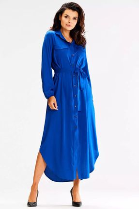 Stylowa sukienka maxi na długi rękaw (Niebieski, S/M)