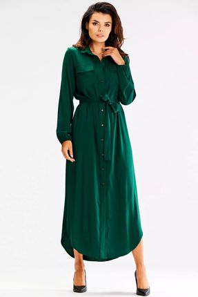 Stylowa sukienka maxi na długi rękaw (Zielony, S/M)
