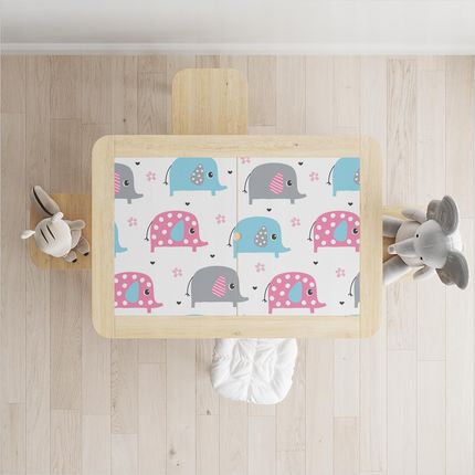 Tapdruk Naklejka Stolik Ikea Flisat Dla Dzieci Pastelowe Słonie
