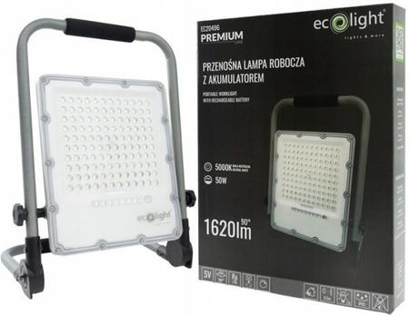 Eco Light Lampa Naświetlacz Przenośna Led Z Akumulatorem 50W 5000K 1620Lm Ec20496 