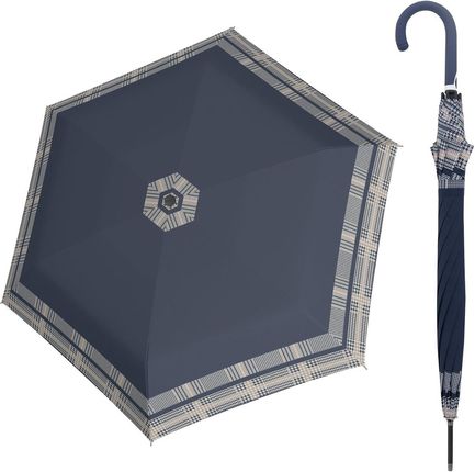 Parasol długi Doppler Fiber Flex Long AC Timeless Hahnentritt Blue