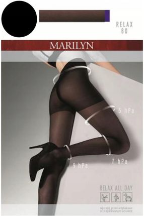 Rajstopy Czarne Przeciwżylakowe Komfortowe Relax 80 Den Marilyn 3-M