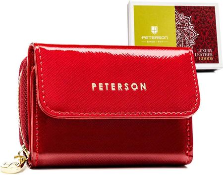 Mały, skórzany portfel damski na zatrzask i zamek - Peterson