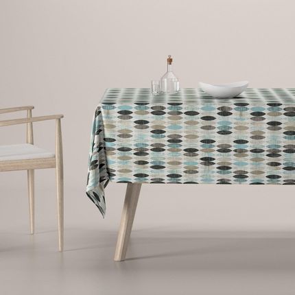Dekoria Obrus Prostokątny Wzory W Odcieniach Błekitu Beżu I Czarnego Na Jasnym Tle Modern 130X130 Cm