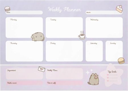 Pusheen Planer Tygodniowy A3 Puszin Kot Wkład Do Biuwaru Bloczek