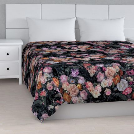 Dekoria Narzuta Pikowana W Pasy Wielobarwne Kwiaty Na Ciemnym Tle Gardenia 200X210 Cm