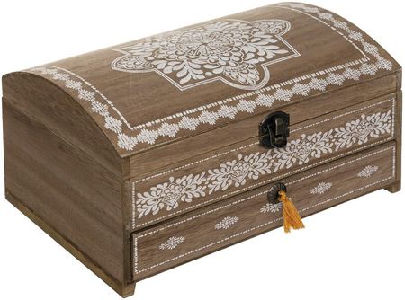 Pudełko drewniane Folk brązowe