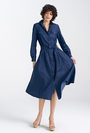 Sukienka jeansowa, zapinana na napy - denim  - S240 (kolor jeans, rozmiar 38)