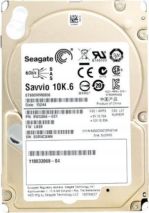 Seagate ST600MM0006 600GB 64Mb 10K Sas 2,5'' (SAVVIO10K6ST600MM0006)