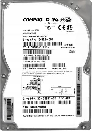 Compaq 104922-001 18.2GB 7.2K Scsi 3.5' (BB01811C9C)