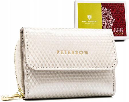 Mały, skórzany portfel damski na zatrzask i zamek - Peterson