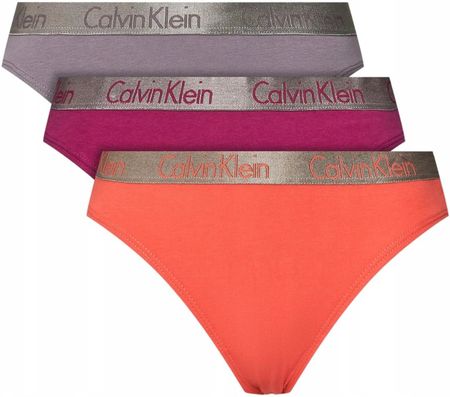 Calvin Klein Bikini Damskie Majtki 3PK Fioletowe/fuksja/koralowe r.S