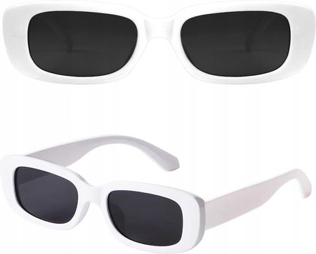 Okulary Przeciwsłoneczne Białe Modne Prostokątne Oprawki Filtr UV400