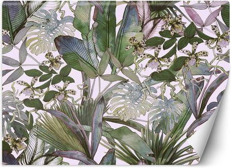 Caro Fototapeta Monstera i tropikalne liście w pastelach 100x70